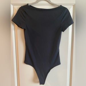 Abercrombie & Fitch Black Boatneck Bodysuit Size Small Soft A&F Collection
